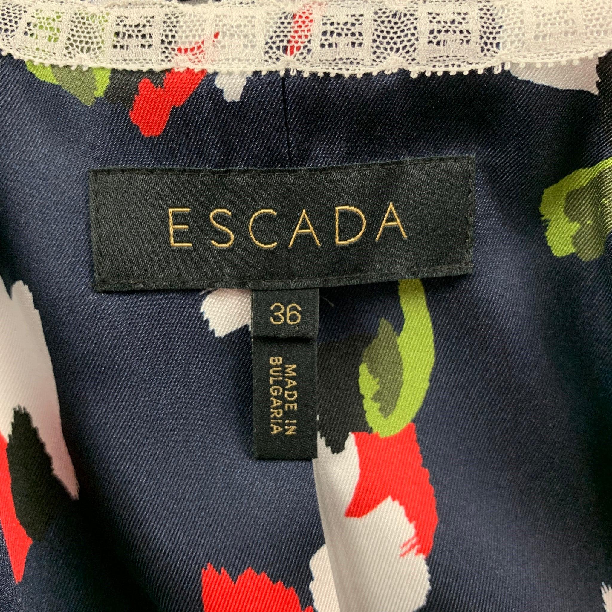 ESCADA Size 6 Navy & White Abstract Print Viscose Oversized Jacket For Sale 5
