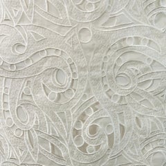 ESCADA Size 6 Off White Silk Lace Boat Neck Sleeveless Shift Dress