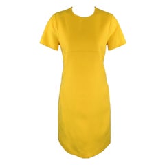 ESCADA Size 6 Yellow Virgin Wool Cashmer Blend Short Sleeve Shift Dress