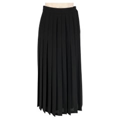 ESCADA Size 8 Black Wool Pleated Maxi Skirt