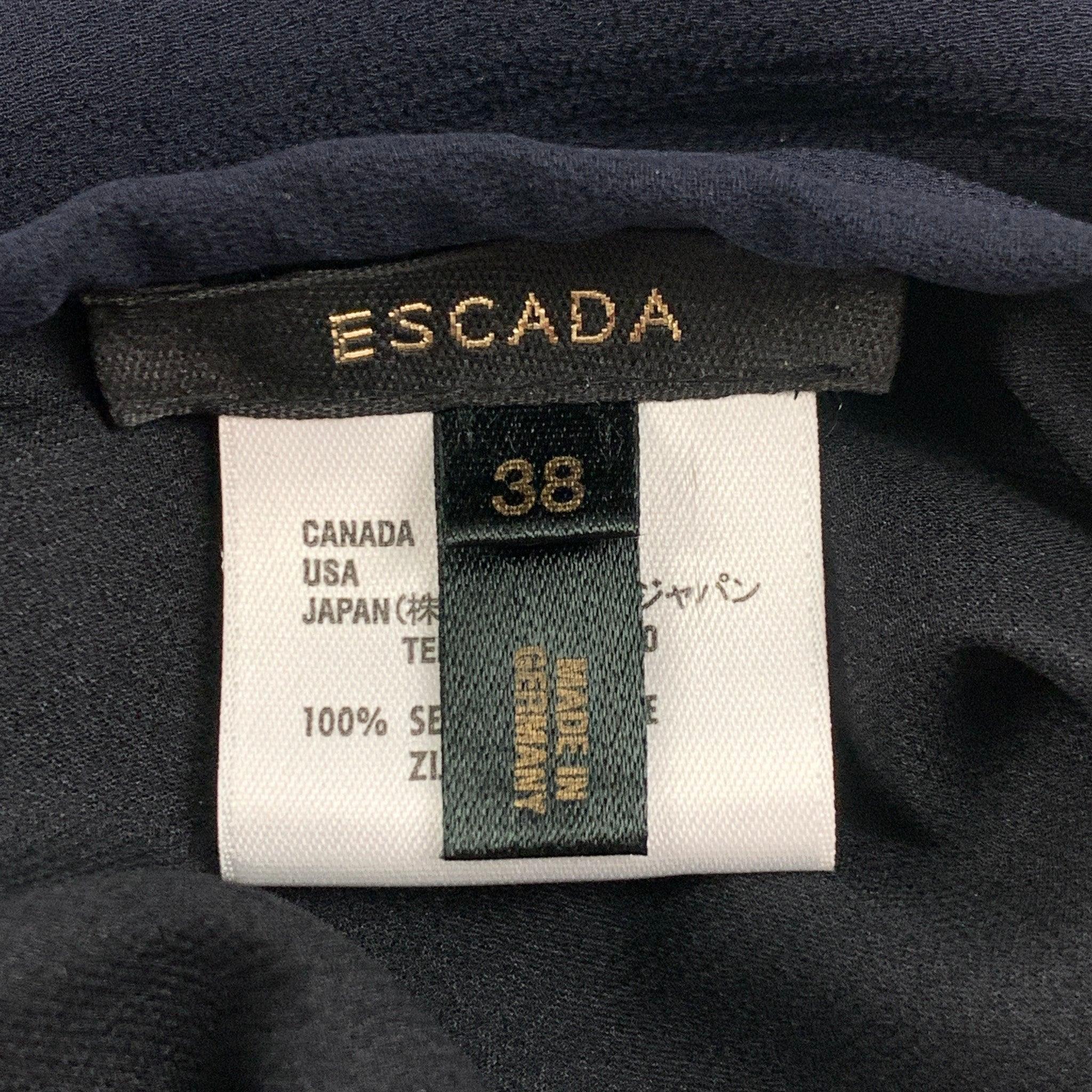 ESCADA Size 8 Navy Silk Layered Skirt For Sale 2