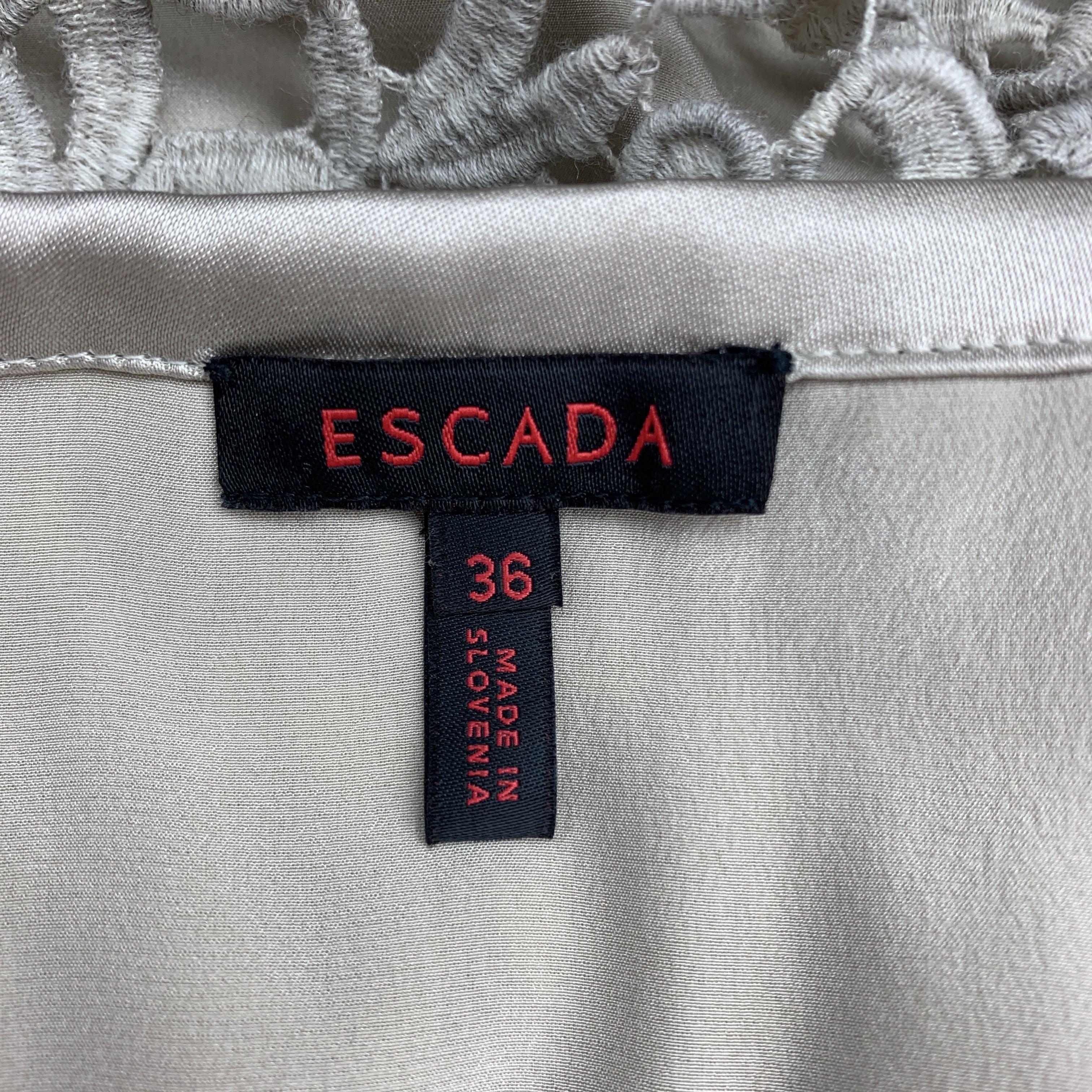 ESCADA Size 8 Taupe Wool Blend Lace A Line Skirt For Sale 1