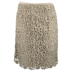 ESCADA Gonna di linea A in pizzo in misto lana color taupe taglia 8