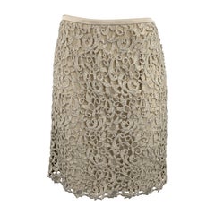 ESCADA Size 8 Taupe Wool Blend Lace A Line Skirt