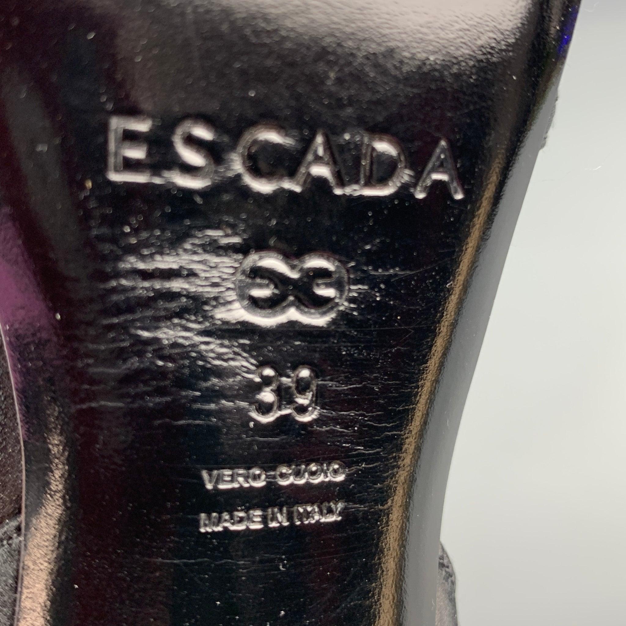ESCADA Size 9 Black Silver Silk Rhinestones Ankle Strap Sandals en vente 4