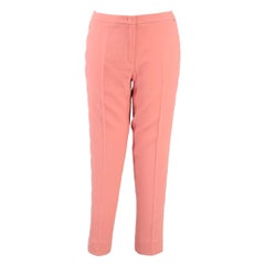 ESCADA Size L Pink Virgin Wool Crepe Scalloped Trim Zip Fly Dress Pants