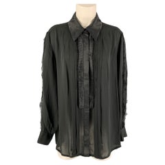 ESCADA Size M Black Lace Trim Hidden Placket Shirt