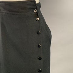 ESCADA Taille M Jupe crayon boutonnée en laine vierge noire
