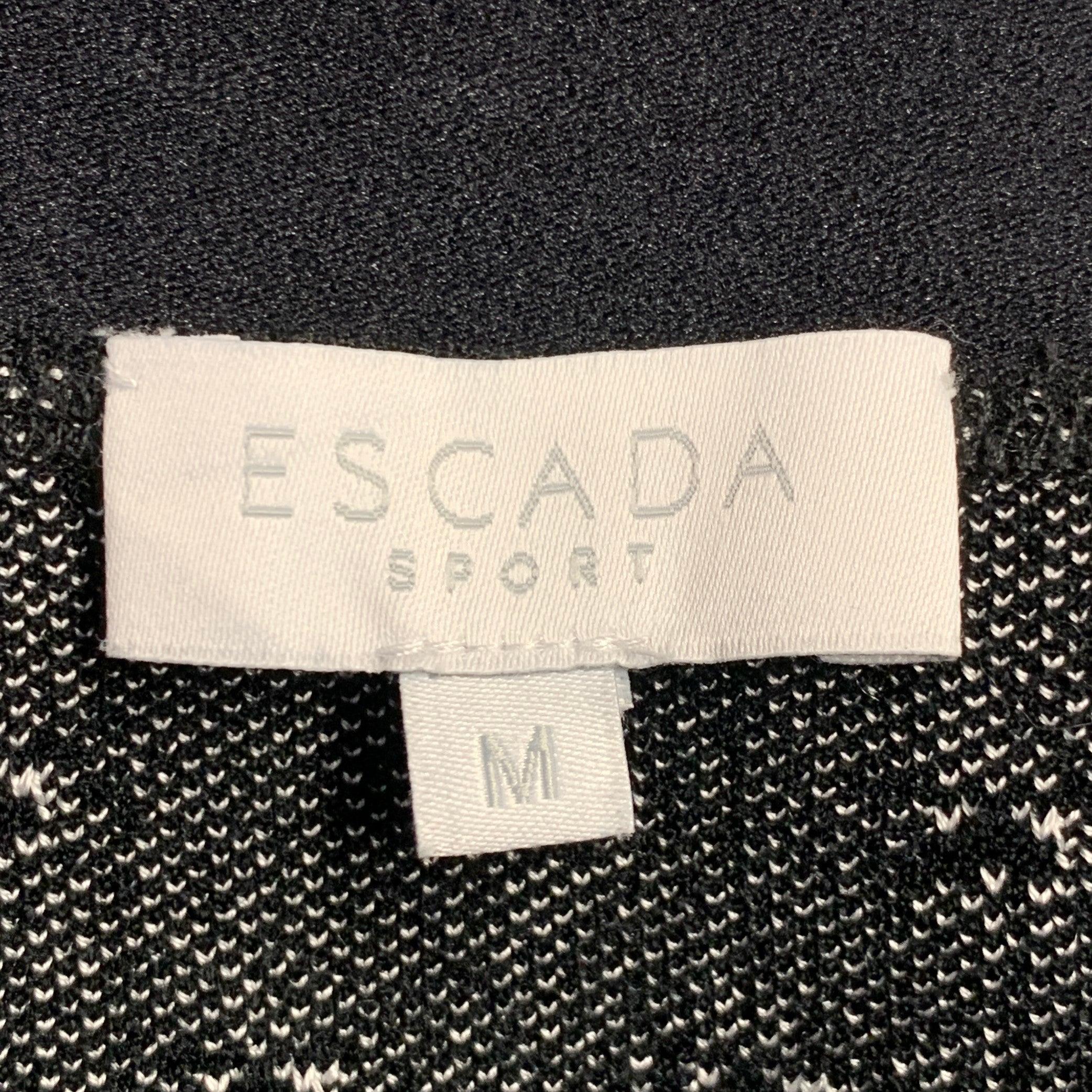 ESCADA Taglia M Gonna midi a matita in misto viscosa bianca e nera a pois in vendita 1