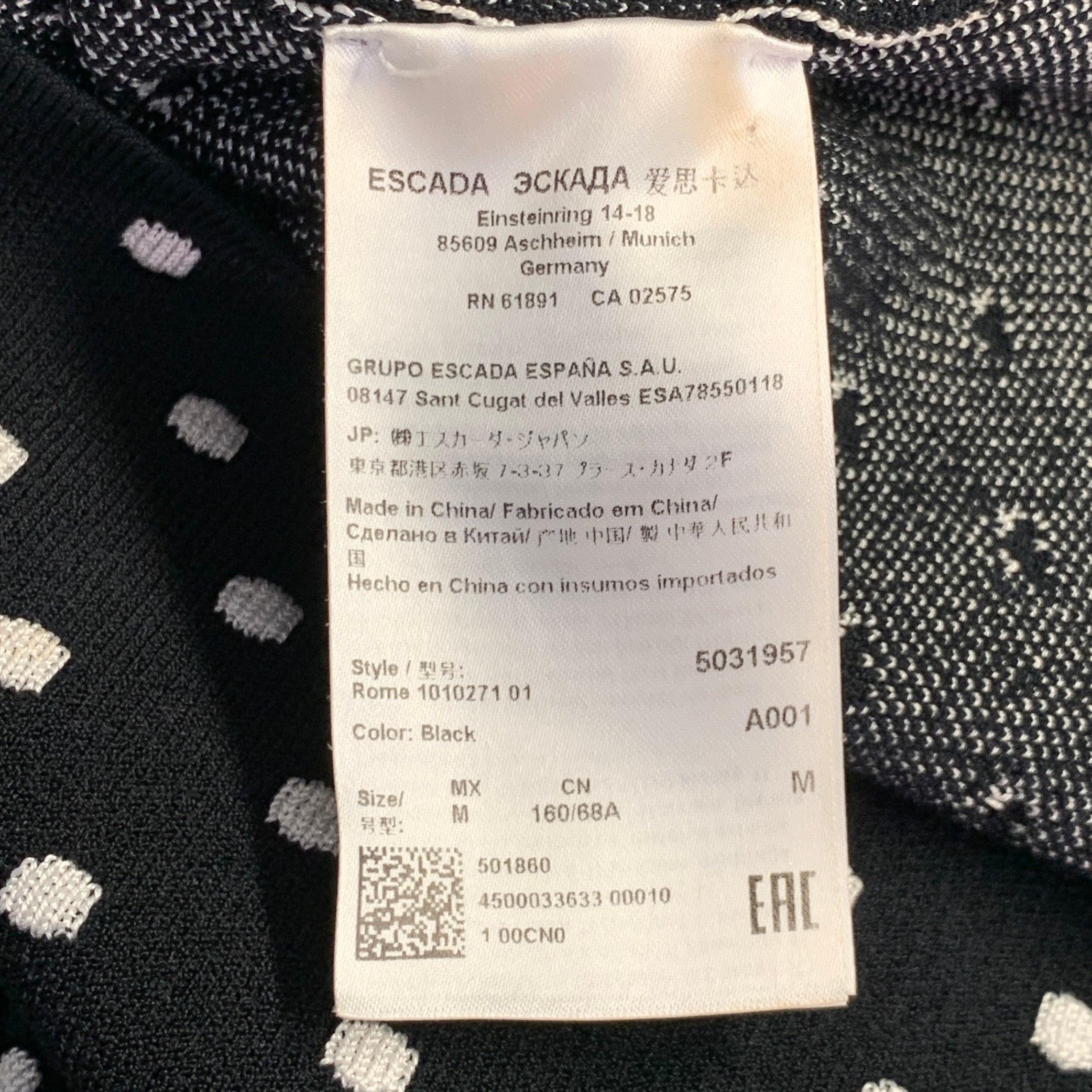 ESCADA Taglia M Gonna midi a matita in misto viscosa bianca e nera a pois in vendita 2