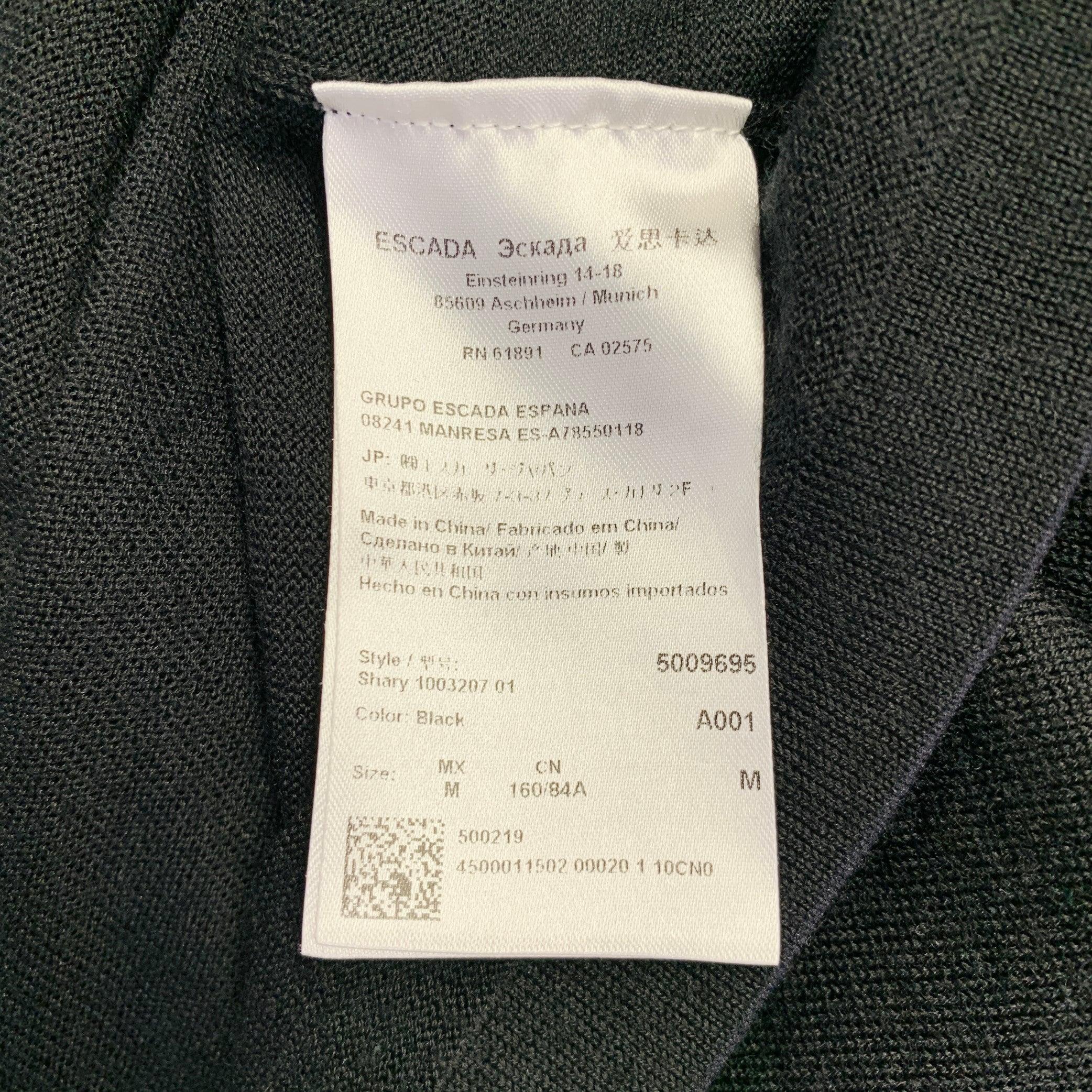 ESCADA Size M Black Wool Blend Textured Stripe Scoop Neck Pullover For Sale 7