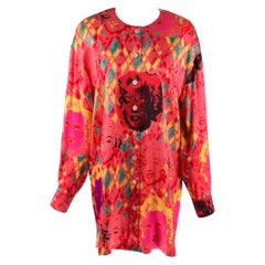 Chemise sans col rose multicolore Marilyn en soie ESCADA, taille M