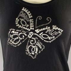 ESCADA Pullover für Damen, Größe S, schwarz-silber, Baumwolle/Elasthan, mit Strasssteinen