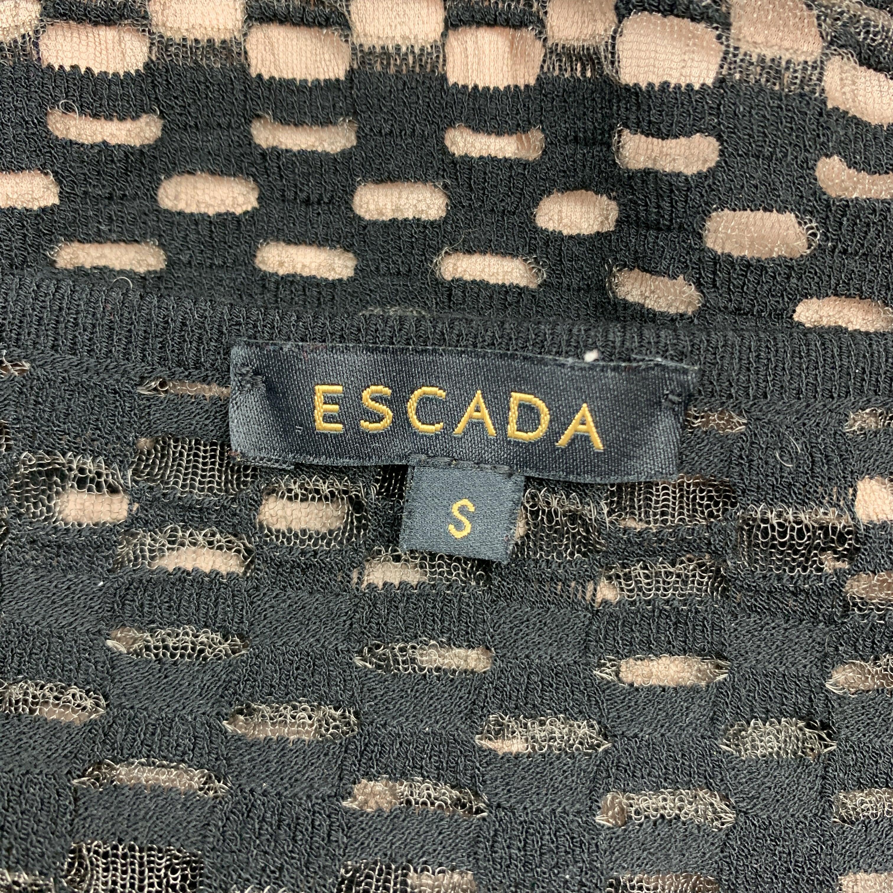 ESCADA Size S Black Striped Mesh Lined Pullover For Sale 2