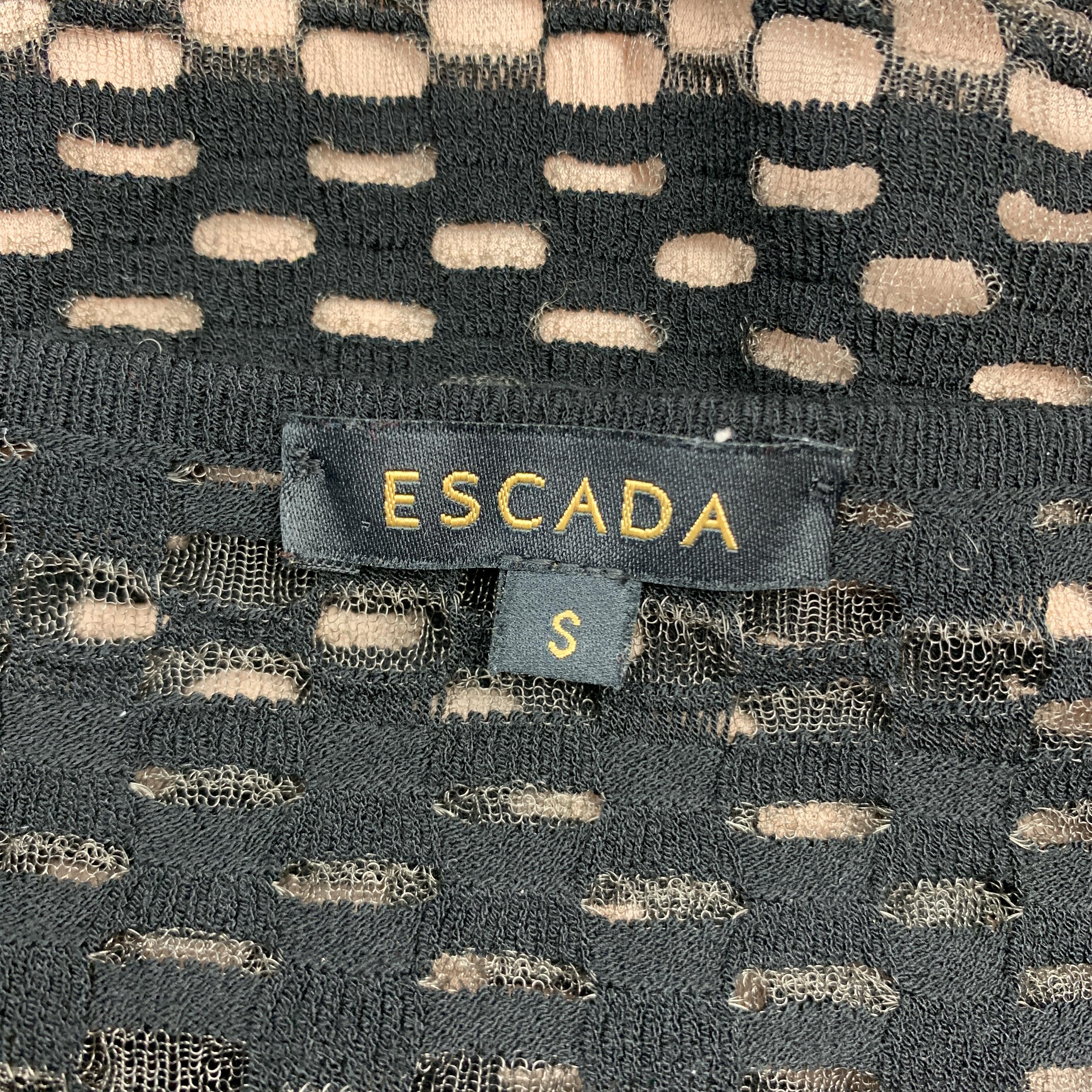 ESCADA Size S Black Striped Mesh Lined Pullover 2