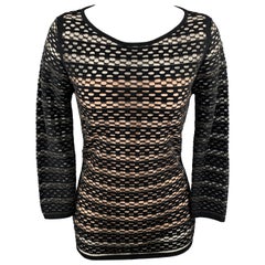 ESCADA Taglia S Pullover nero a righe foderato in rete