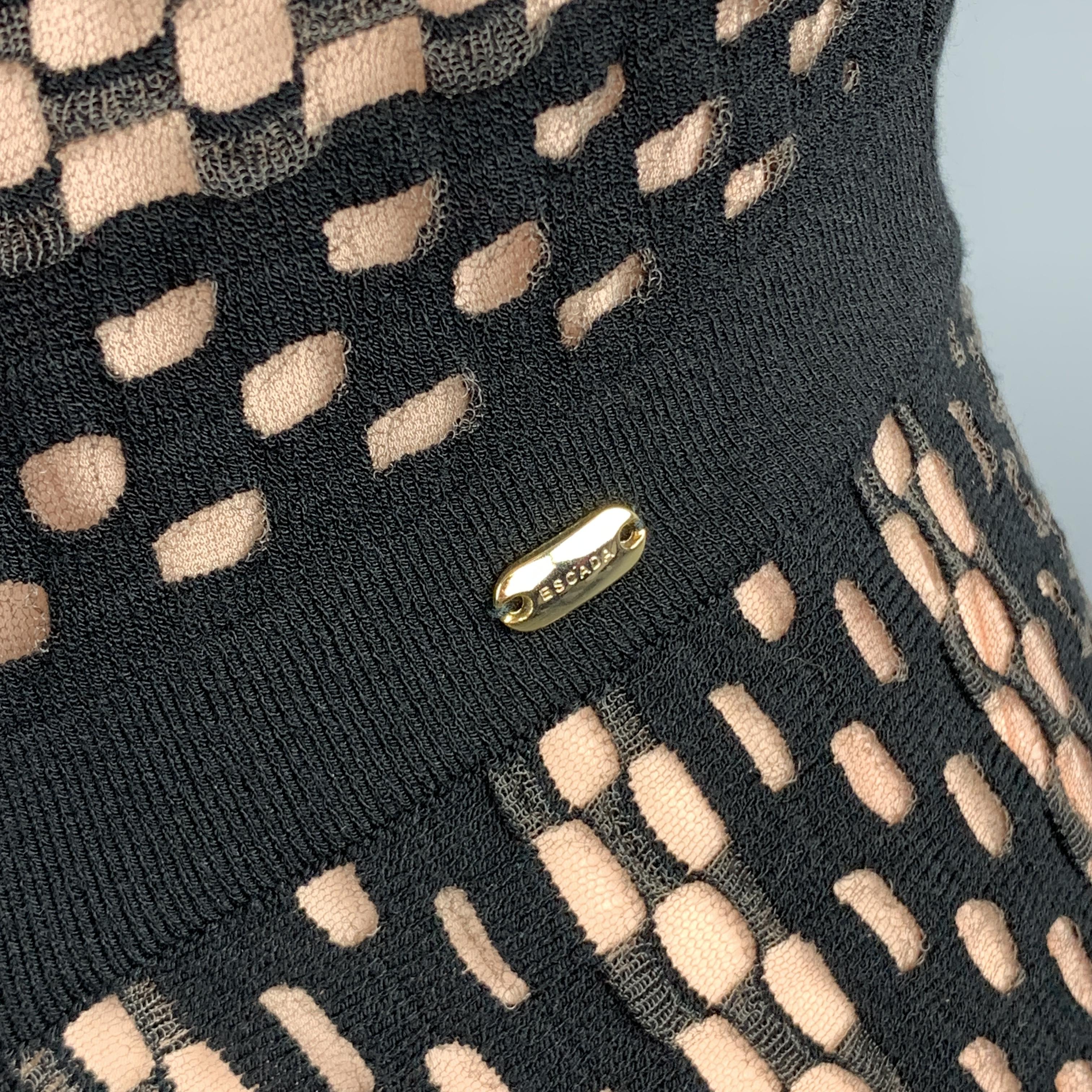 Women's ESCADA Size S Black Striped Mesh Sleeveless Fit Flair Dress