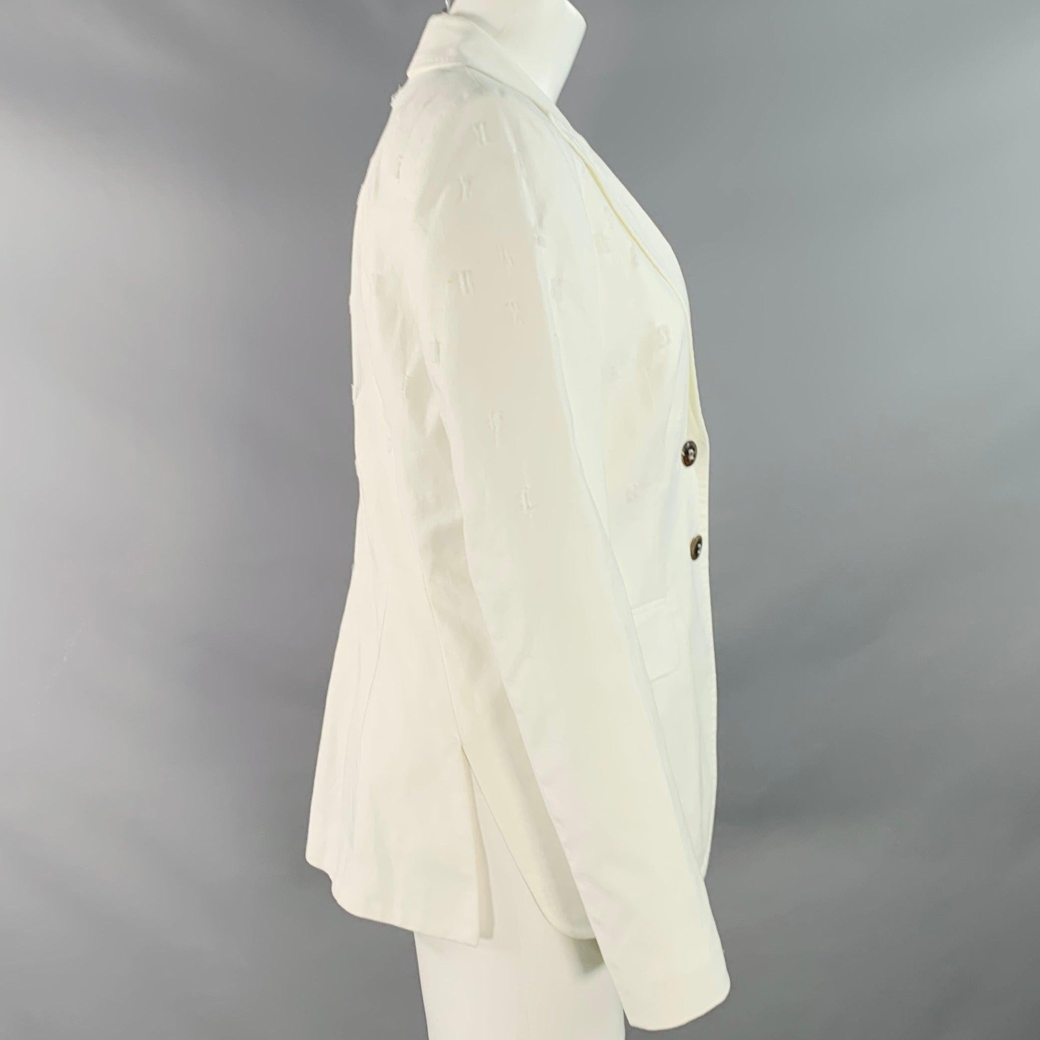 ESCADA Größe S Weiß Baumwollmischung Texturierte Jacke mit Revers Blazer Damen im Angebot