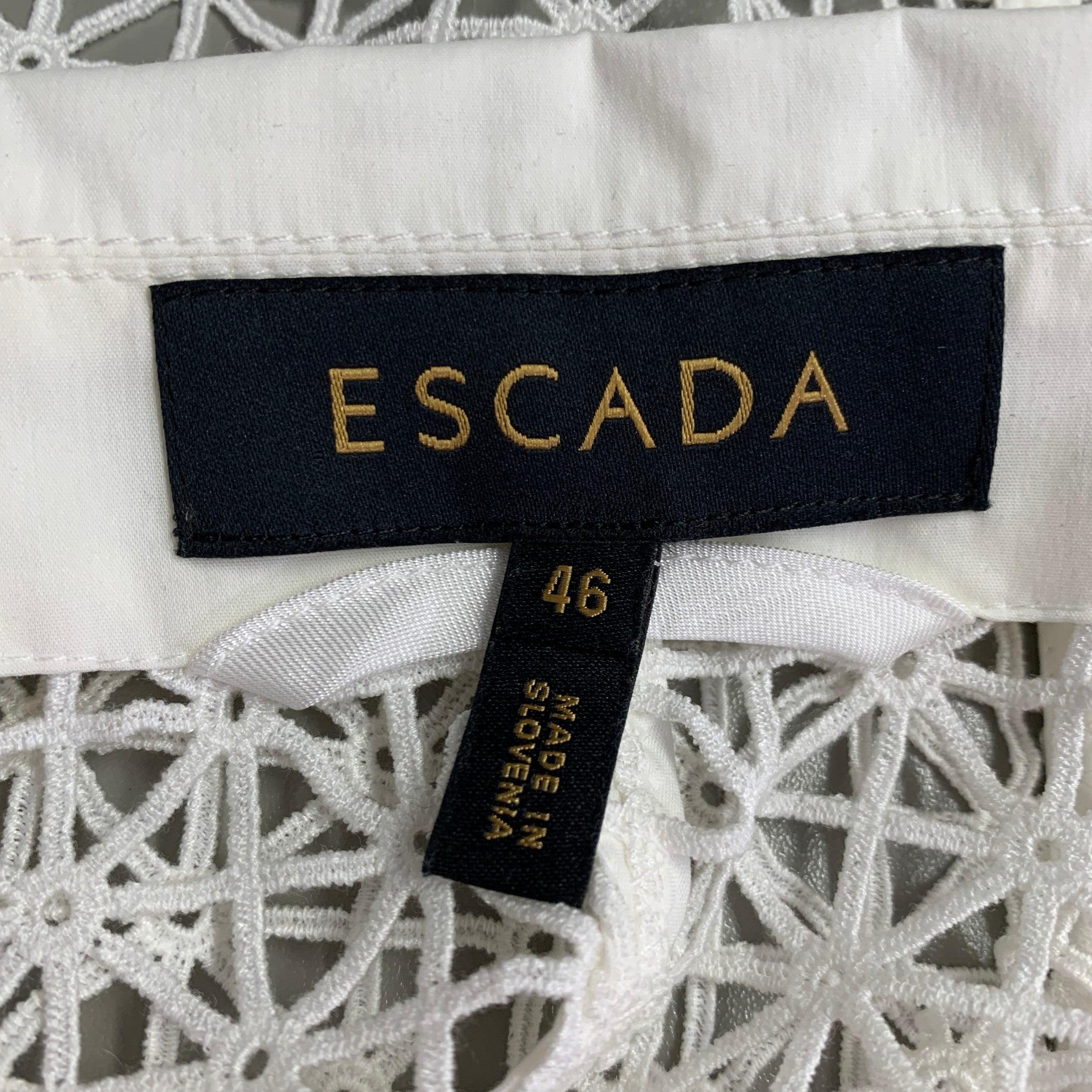 ESCADA Größe XL Weiß Baumwollmischung Geometrische Mesh Jacke Blazer im Angebot 2