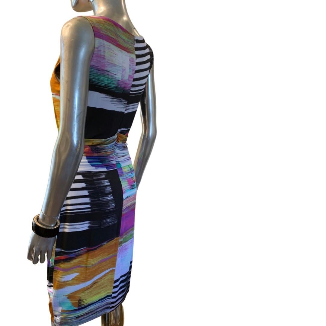 Women's Escada Sleeveless Draped and Ruched Jersey Modern Art Abstract Dress Size 6 For Sale