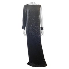 Escada One Sleeve Black Jet Hand-Beaded Chic Dress NWT Size 6