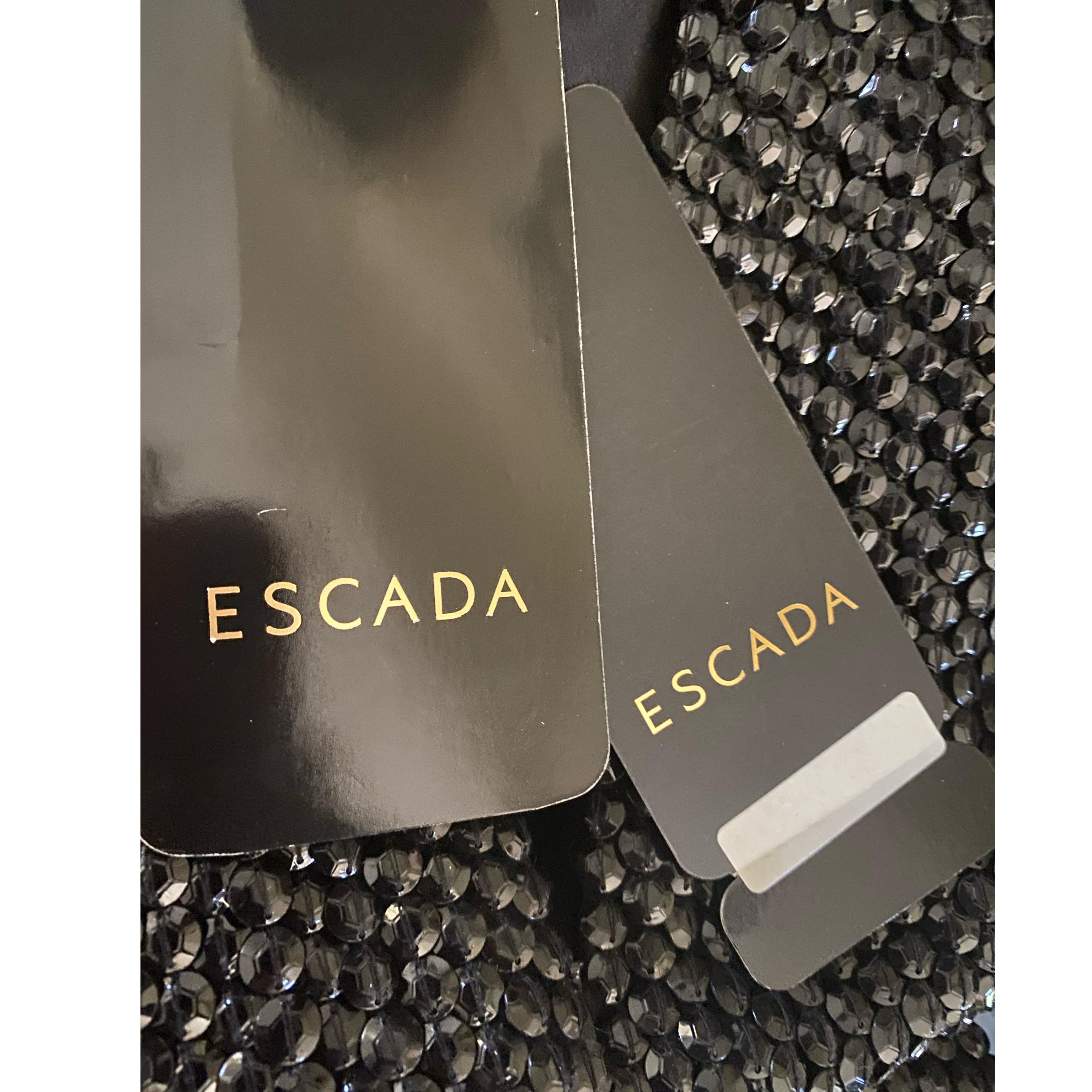 Escada Spectacular One Sleeve Black Jet Hand-Beaded Dress NWT Size 6 For Sale 6