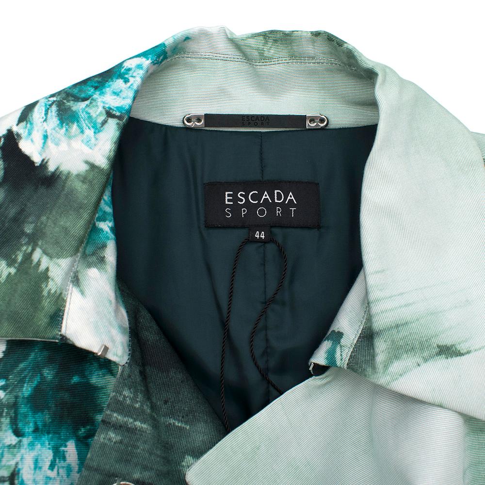 Black Escada Sport Green Floral Cotton Blend Coat - Size US 12