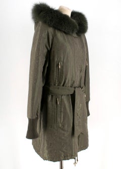 Escada Sport Khaki Coat With Fox Fur Hood 40
