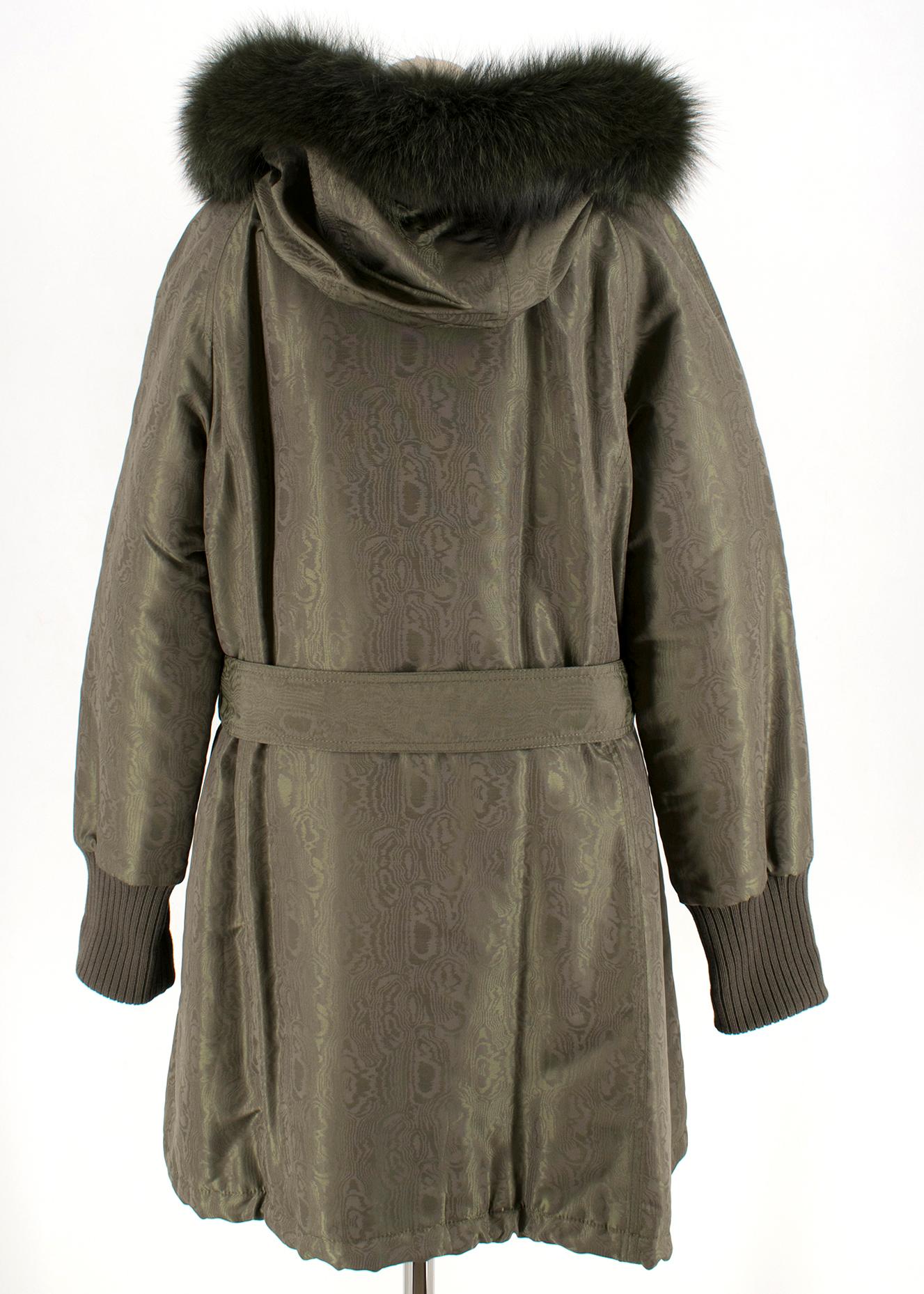 Black Escada Sport Khaki Coat With Fox Fur Hood 40