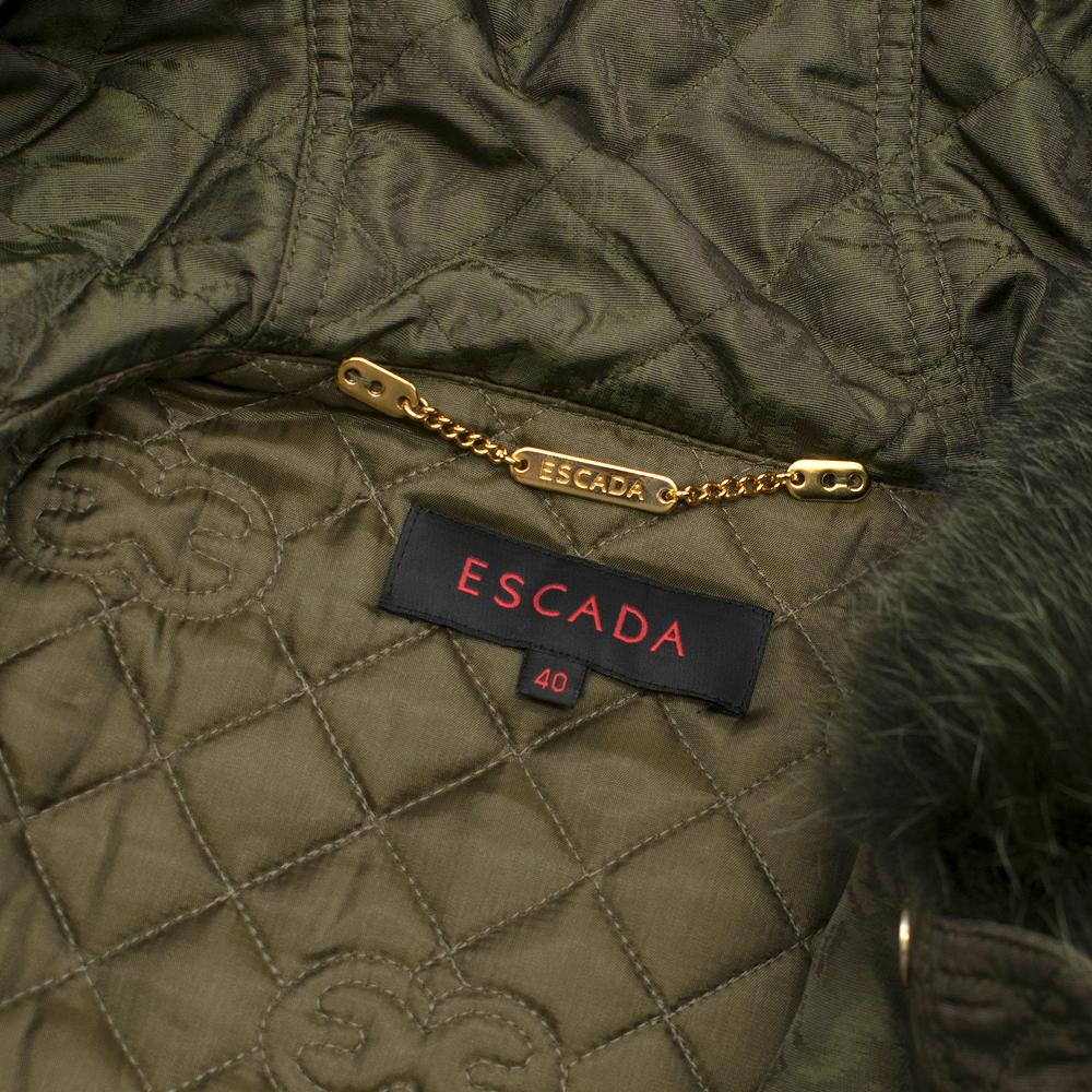 Escada Sport Khaki Coat With Fox Fur Hood 40 In Excellent Condition In London, GB