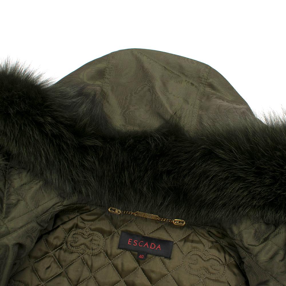 Escada Sport Khaki Coat With Fox Fur Hood 40 1