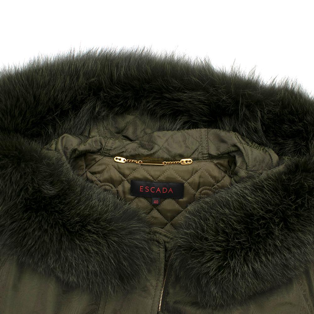Escada Sport Khaki Coat With Fox Fur Hood 40 2