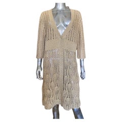 Escada Sport Metallic Gold Knit Sweater Coat/Dress Size XL 