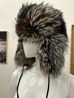 Escada sport silver fox fur chapka hat