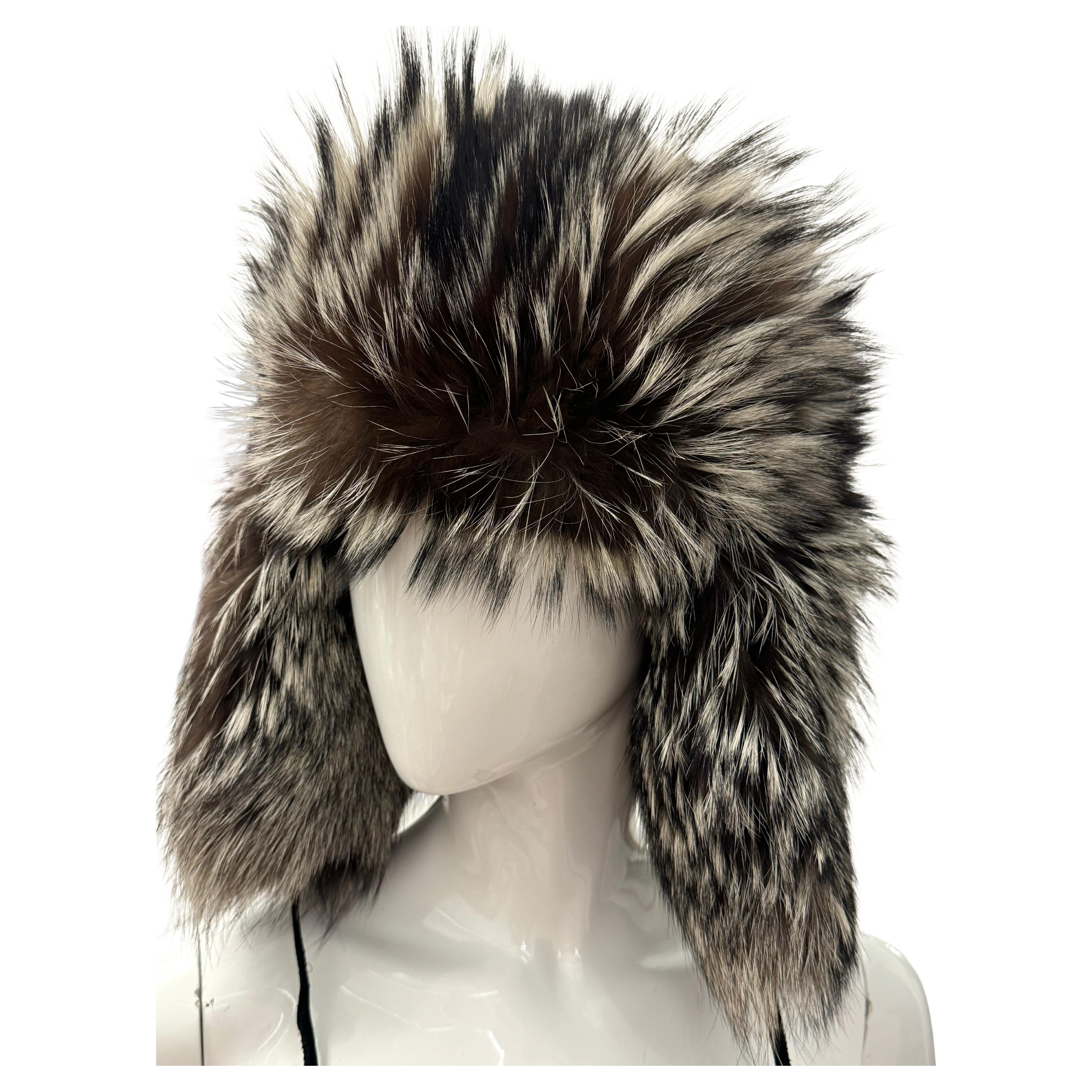 Escada sport silver fox fur chapka hat