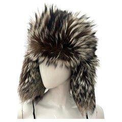 Escada sport silver fox fur chapka hat Escada sport silver fox fur chapka hat