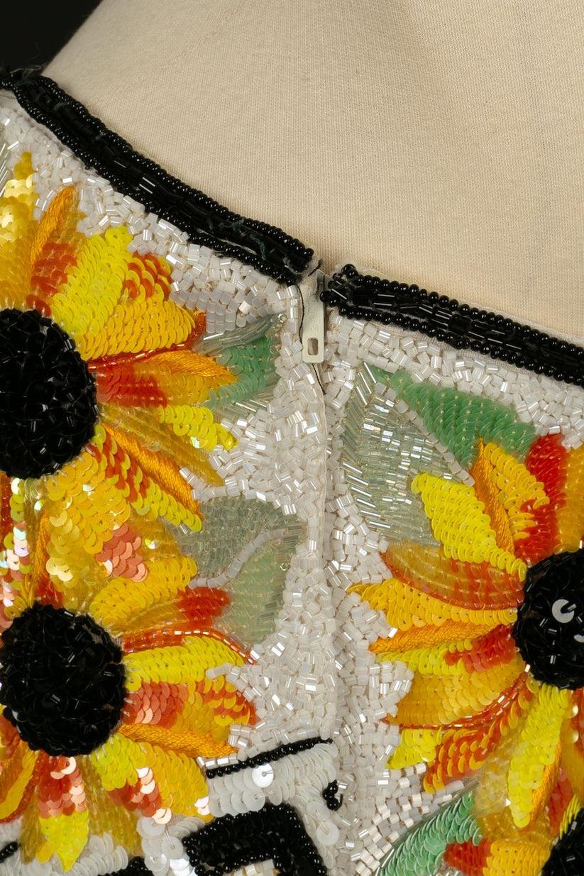 Escada Strapless Dress Fully Embroidered with Sequins and Beads For Sale 1
