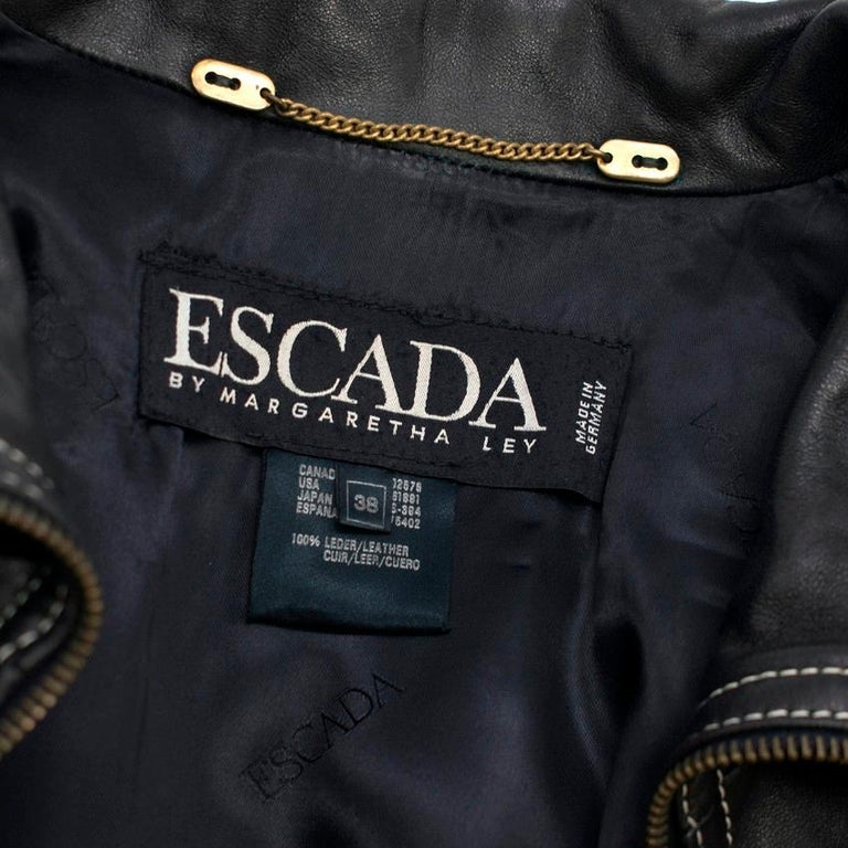Escada Studded Leather Bomber Jacket US 8 at 1stDibs