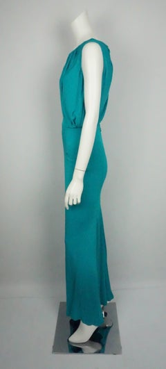 Escada Teal Matte Jersey Gown - 34