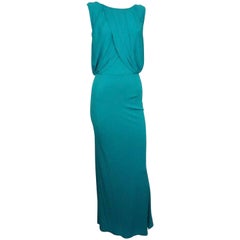 Escada Teal Matte Jersey Gown - 34