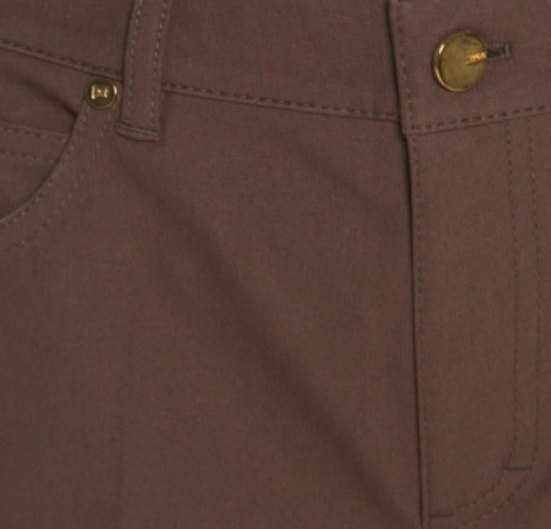Donna Escada, jeans marrone tabacco elasticizzato a vita alta e gamba dritta Tessa M. I. in vendita