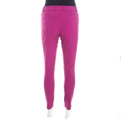 Escada Tourmaline Pink Stretch Crepe Tailored Tygan Trousers XL