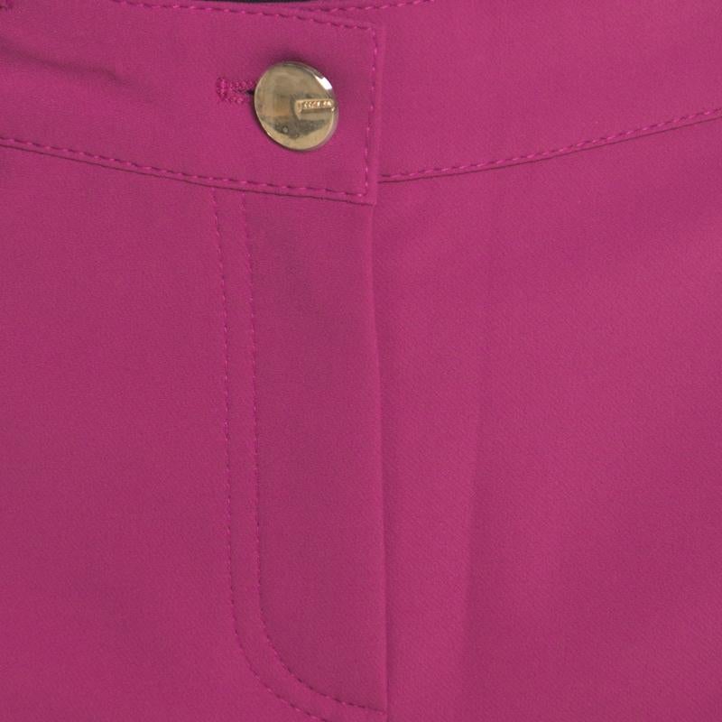 Escada Tourmaline Pink Stretch Crepe Tailored Tygan Trousers XL 1
