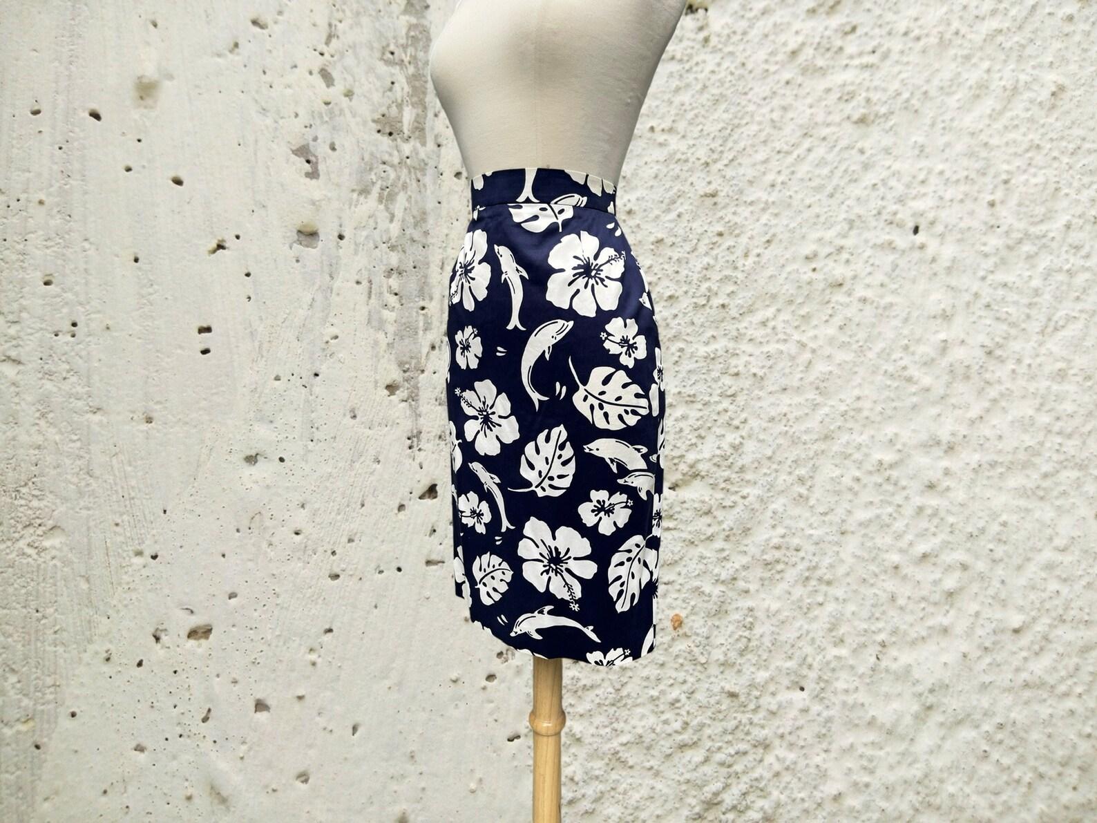 Falda lápiz con estampado tropical de Escada, circa 1994 en Bueno estado para la venta en Brooklyn, NY