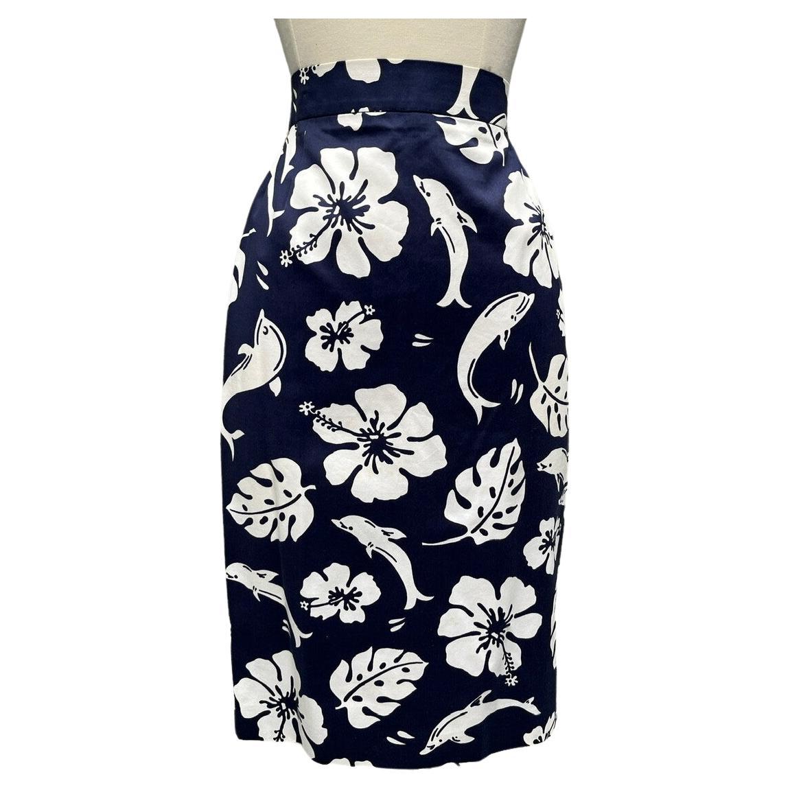 Falda lápiz con estampado tropical de Escada, circa 1994 en venta