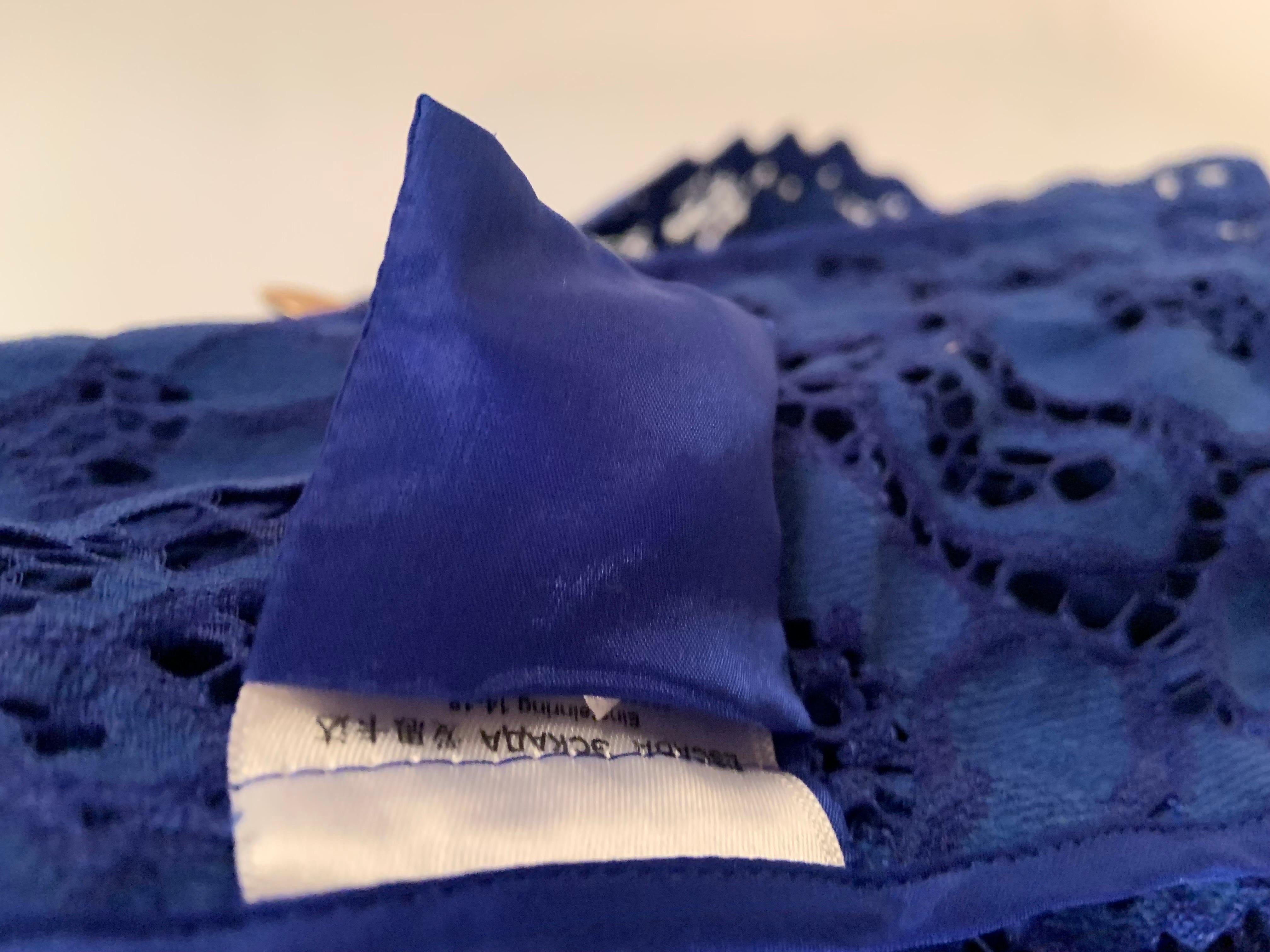 Escada Unlined Blue Lace Jacket in a Larger Size For Sale 2