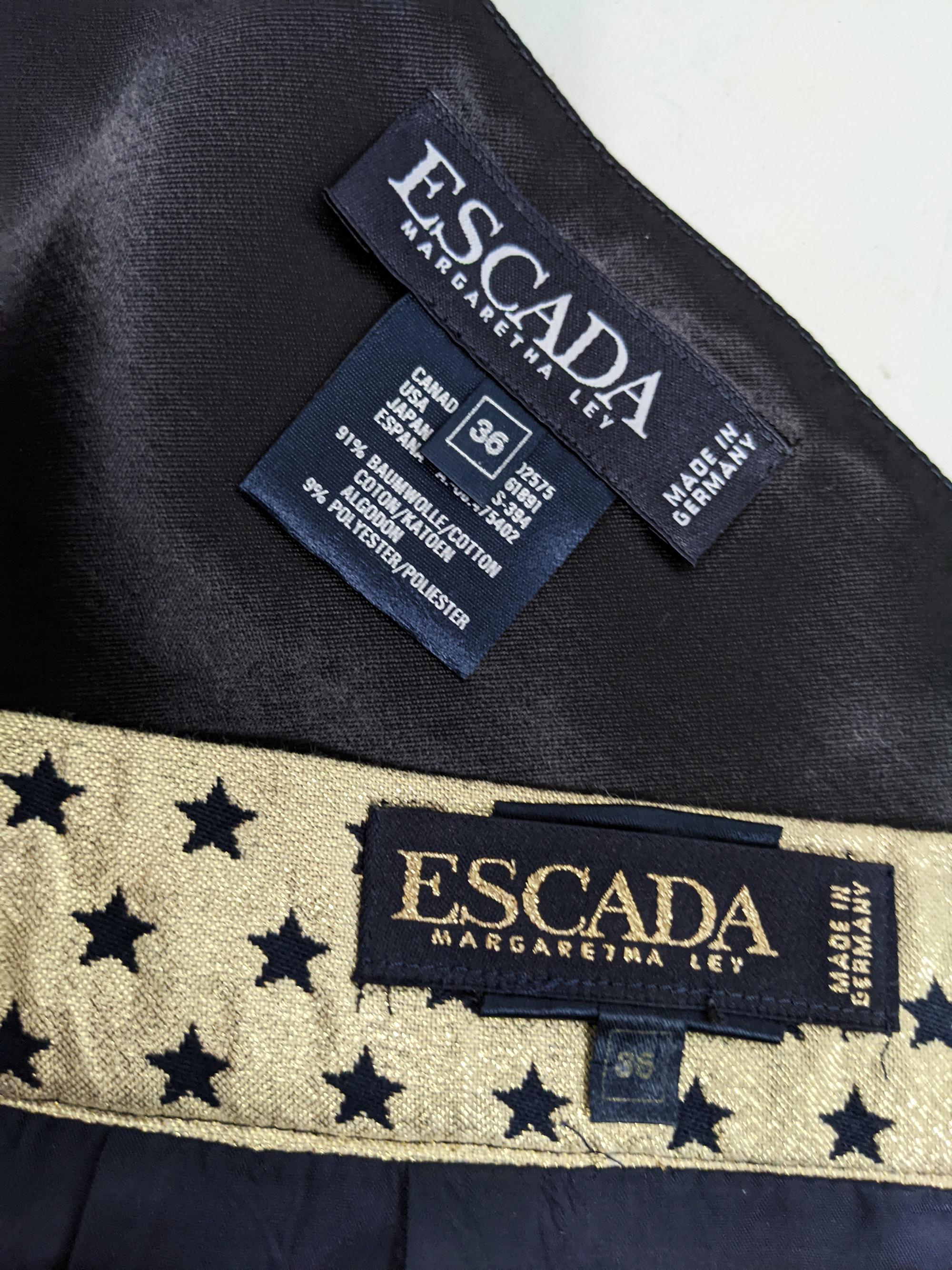 Escada Vintage Gold & Black Metallic Brocade 2 Piece Bodice & Skirt Suit, 1990s For Sale 4
