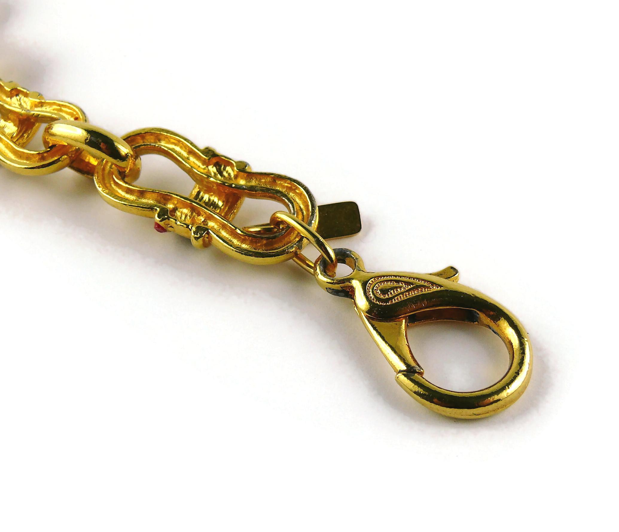 Escada Vintage Gold Toned Horse Head Medal Charm Necklace 9