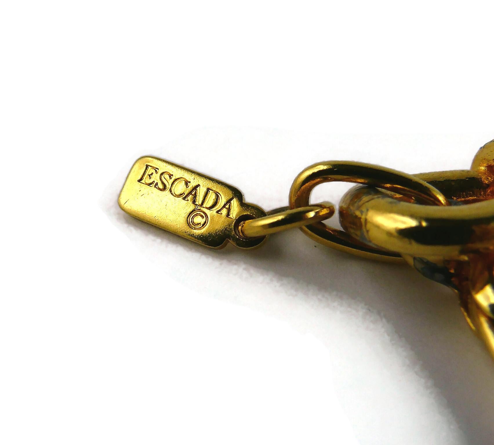 Escada Vintage Gold Toned Horse Head Medal Charm Necklace 10