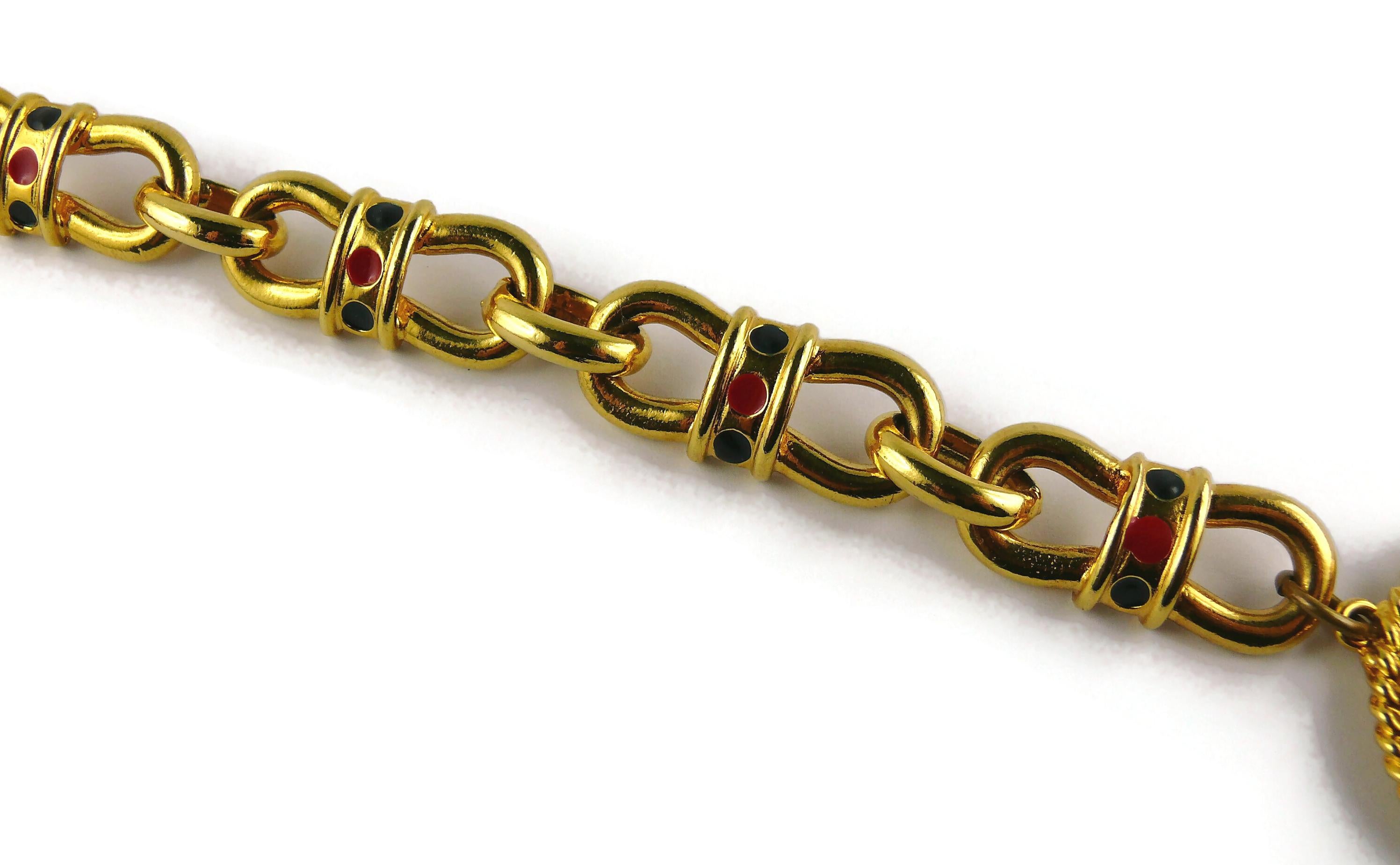 Women's Escada Vintage Gold Toned Horse Head Medal Charm Necklace